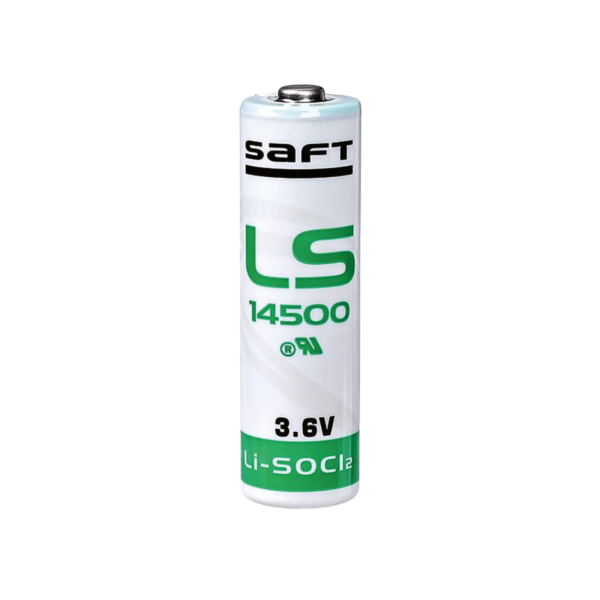 LS14500. Battery, 3.6 V, AA, Lithium Thionyl Chloride, 2.45 Ah, Raised Positive and Flat Negative, 1