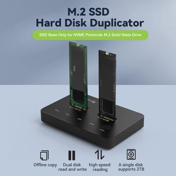 2 Bay M.2 SATA Clone Docking Stations, SSD Duplicator Support One-Key System Disk Copy Function Hard Drive Accessories - Figura 4