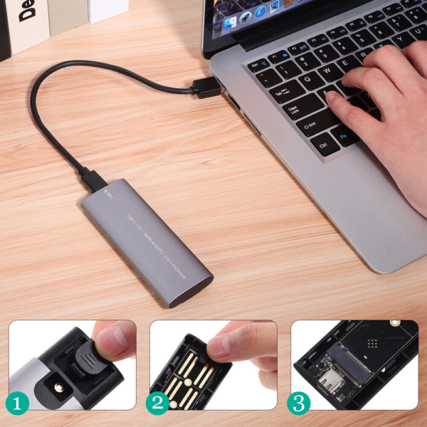 HDD SSD Enclosure No brand SHL-R320, USB 3.1 - M.2 SATA+NVME, Gray - 17756 - Figura 5