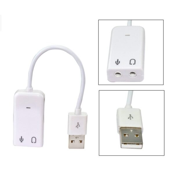 7.1 Channel USB External Sound Card Audio Adapter with Mic (white) - Figura 3