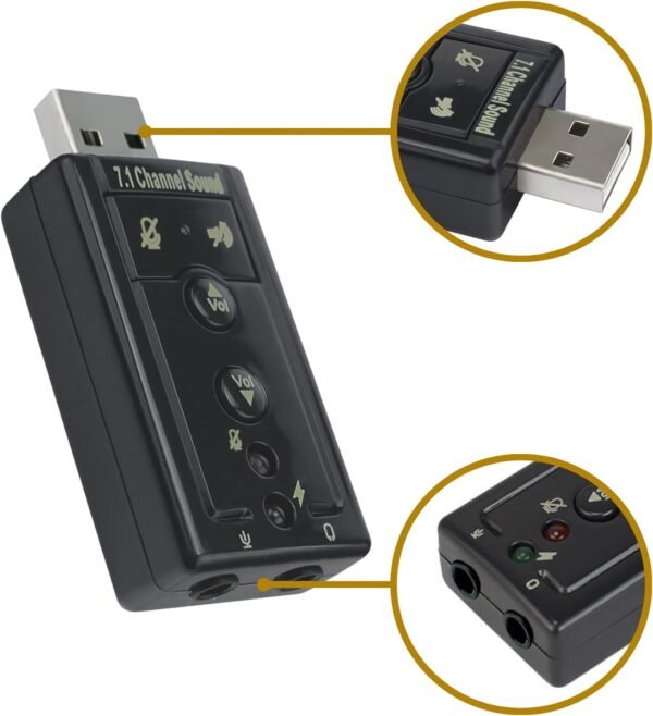7.1 Channel USB External Sound Card Audio Adapter - Figura 3