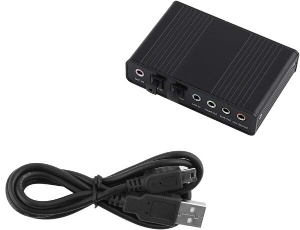 5.1 USB Audio Sound Card with SPDIF, External USB Sound Card Adapter for PC Laptop Audio, Support 48/44 KHz Sampling Rate, Black - Figura 3