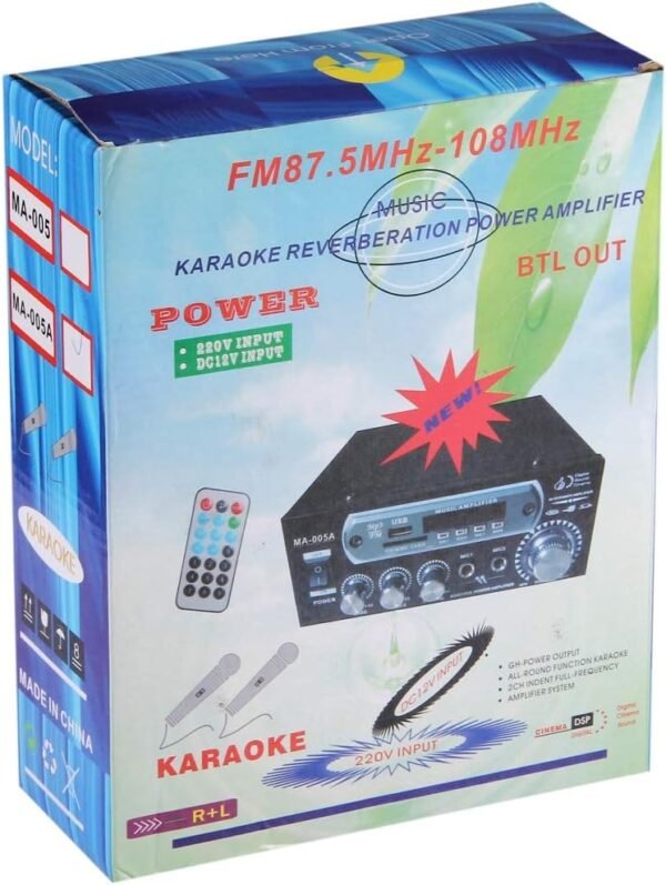 AMPLIFIKATOR MA-005A 2CH 35W+35W HiFi Stereo Audio Amplifier with Remote Control, Support FM/SD / MP3 Player/USB/Display, AC 220V / DC 12V